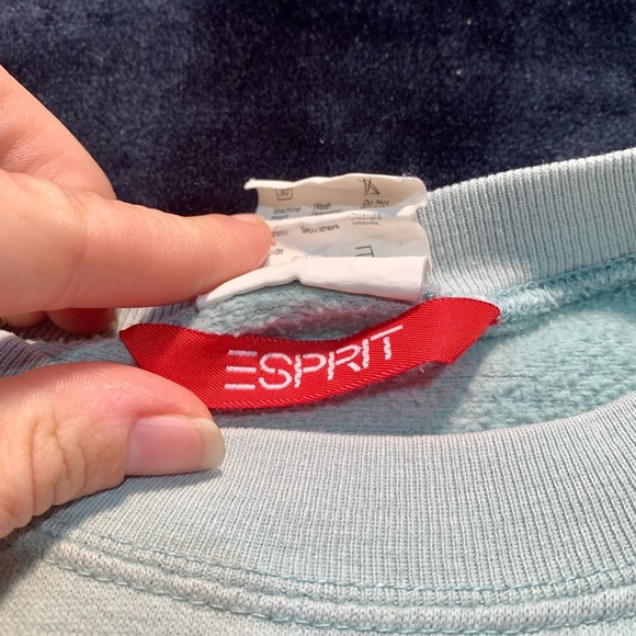 💛 Vintage 80s ESPRIT oversized crewneck sweater mint green size small distressed - Picture 4 of 9